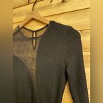 ABS Allen Schwartz Allen Schwartz Size Small One Shoulder Sleeve Mesh Shimmery Black Formal Gown Photo 8