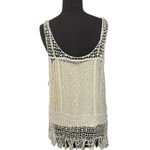 Ralph Lauren Lauren Ralph LRL Crochet Cami Tank Top Fringe Beachy Boho Ivory Women's Size XL Photo 1