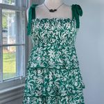 fab'rik  Smocked Green and White Floral Ruffle Dress Small Photo 0