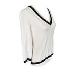 Tahari white and black pullover v-neck 3/4 sleeve sweater women's size small Photo 1