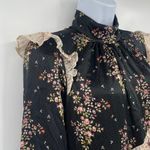 Amur Silk Devin Dress Sz 6 Whimsigoth Floral Romantic Cottage Ruffle Victorian Black Photo 4