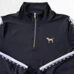 PINK - Victoria's Secret VS Glare Pink Logo Women’s L Black Track Pullover with White Stripes Y2K Photo 3