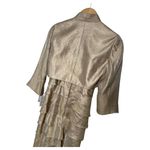 Adrianna Papell New Evening Dress Womens 2 Tiered Maxi Bolero Beaded Jacket Gold Photo 5