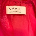 Showpo. Amalie The Label Hamyya Linen Tie Back Puff Sleeve Mini Dress Magenta Photo 6
