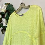 Anthropologie Blue Tassel Neon Yellow Linen Tunic Top XS Photo 4