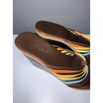 BCBGirls  Wedge Flip Flop Sandals Sz 8 Brown Rainbow Platform Heel Leather Y2K Photo 4