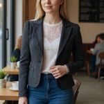 Diane Von Furstenberg  Vintage Polka For Lace Ruffle Blazer Y2k size 6 Photo 13