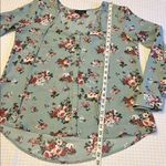 My Michelle LARGE Multicolored Floral V-Neck Long Sleeve Peasant Blouse Aqua Photo 8