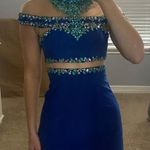 Rachel Allen Rachel Allan Embellished Two-Piece Royal Blue Dress Photo 0