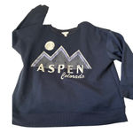 Time and Tru Womens Sweatshirt Large L Aspen Colorado Graphic Navy Blue Crewneck Photo 0