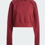 Adidas NWT  Power Aeroready Crop Cover-up Sweatshirt IN SHADOW RED / BLACK Photo 4