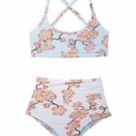 new Submarine ❤︎ Highs + Lows Print Bikini Set ❤︎ Cherry Blossom on Baby Blue Size XS Photo 4