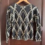 Adrienne Vittadini 90s Vintage Gray & Black Art Deco Beaded Sweater Small Petite Photo 6