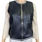 Vintage Alexandra Collection Womens Vest Faux Leather Chevron Black White Small Photo 5