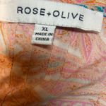 Rose + Olive  Short Sleeve Paisley Blouse XL Photo 2