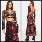 We Wore What 💕WEWORWHAT💕 Cut Out Flocked Velvet Dress ~ Burnout Velvet Floral Print M NWOT Photo 6