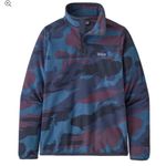 Patagonia Women's Micro D Snap-T Pullover Blue Burgundy Camo Fleece Size Large Photo 0