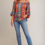 Hale Bob 100% Silk Floral Off Shoulder Cinch Waist Blouse S Photo 12