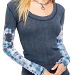Free People We The Free -  Big Sur Tie Dye Blue Combo L/S Shirt Size XS EUC #1175 Photo 0