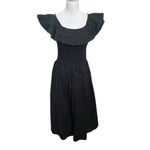Hill House Home Akilah Black Nap Dress Off Shoulder Midi Women’s Size Small Photo 1