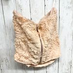 Rue 21  Top Women Size L Floral ruffled Corset Crop Top Ivory Pink Strapless Photo 3