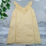 FAHERTY Ellis Yellow Organic Linen Eyelet Ruffle Summer Shift Dress Size Small Photo 2