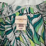 Covington Vintage Y2K  Green Retro Printed Button Front Crinkle Blouse Size XL Photo 2