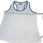 Lija Womens White Athletic Tank Top‎ Navy Trim Sleeveless Activewear Size Large Photo 4