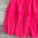 &merci &Merci Ruffle Sleeve Sheer Tulle Short Dress NEW Womens L Hot Pink Mesh Tiered Photo 3