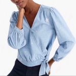 J.Crew chambray surplice wrap with silver stars and adjustable bottom S Tall Photo 0