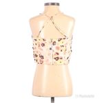 Gianni Bini Floral Chiffon Spaghetti Strap Crop Top Tank Tie Front Cream XS Photo 3