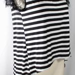 Charlotte Russe Black and White Stripe Lace Sleeve Back Slit High Low Top Large Beetleju… Photo 2