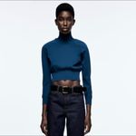 ZARA Shoulder Pad Knit Cropped Top - Small Photo 1