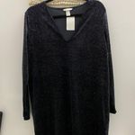 H&M Navy blue Glittery Long Sleeve Dress Photo 1