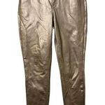 EXPRESS Metallic Faux Leather Jeans Pants Size 4R Pewter Pleather Club Holiday Photo 0