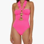 Soluna Swim Standard Buckle Up One Piece Bandeau Swimsuit Size XL Pink Photo 9