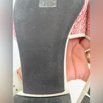 Prada Red White Jacquard canvas logo embroidered quilted leather sandals EU 38.5 Photo 3