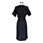 Everlane  Black Dress Japanese GoWeave V-Neck Short Sleeve Elastic Waist 0 EUC Photo 2
