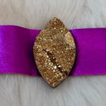 Pink leather bracelet with a gold druzy geode stone Photo 0