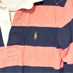 Ralph Lauren  Sport Rugby Shirt Pony Cotton Navy Blue Pink Stripe Relaxed Fit Photo 1
