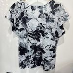 Milano Womens Top Medium Black Gray Floral Lace Detail Short‎ Sleeve Photo 3