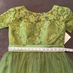 Women’s Full Length Tulle & Lace Sort Sleeve Dress with Zip Up Back Size 12 NWT Green Photo 7