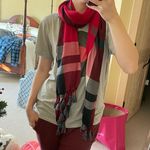 Talbots Fine Made in Italy Wool Blend Holiday Green and Red Plaid Fringe Scarf Photo 1