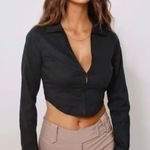 Tiger Mist  Black Collared Top Photo 0