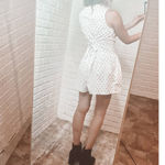 Vintage 90s Romper Corset Polka Dot Printed Ruffled Button Front, White & Red Size M Photo 3