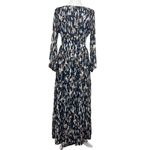 Abstract Print M/L Long Sleeve Maxi Dress Boho Tiered Chiffon Black Gold White Size undefined Photo 2