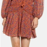 Rebecca Minkoff caden printed Floral long sleeve Tiered Ruffle Mini Dress Orange Photo 0