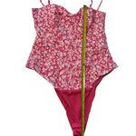 ZARA  Size M Floral Corset Bodysuit‎ Hot Pink Microfloral Coquette Feminine NWT Photo 9
