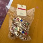 Body Rythm NEW YORK Gold Wide Cuff Bracelet Multicolor Gems Chunky Photo 1