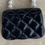 Black Vinyl Pearl Handle Mini Jelly Handbag Purse White Photo 1